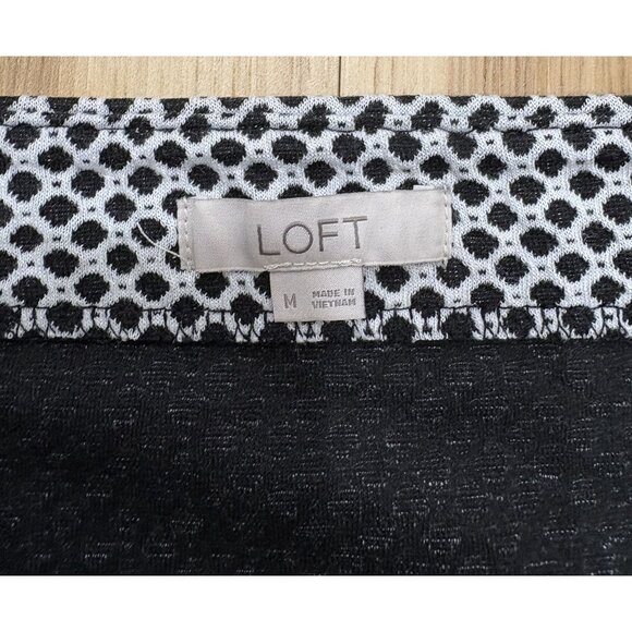 Loft M Black & White Geometric Pull-On Pencil Skirt - Picture 2 of 3